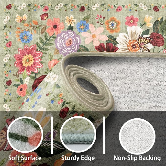 Green Living Room Rugs, Area Rugs 5x7 - Image 4