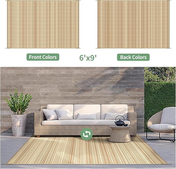 GENIMO Outdoor Rug for Patio Clearance, Lightweight Waterproof RV Camping Mat - Image 4