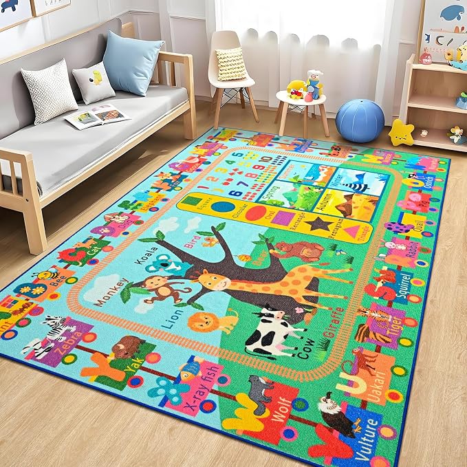 Kids Rug for Playroom, 3x5 ABC Educational Carpet for Classroom, Fun Alphabet by Unknown