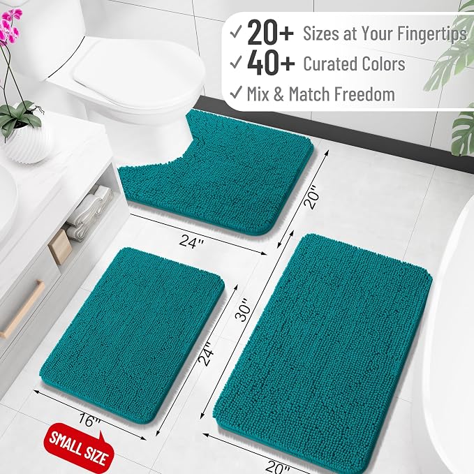 OLANLY Bathroom Runner Rugs 47x24, Soft Absorbent Chenille Bath Rugs, Rubber - Image 2