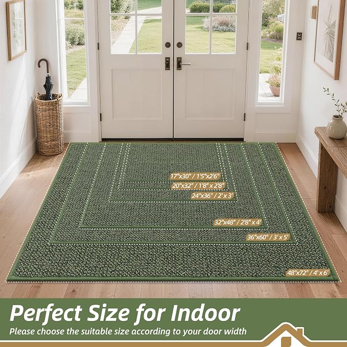 BEQHAUSE Dirt Trapper Door Mat 24" x 36", Non-Slip Washable Doormats Entrance - Image 2