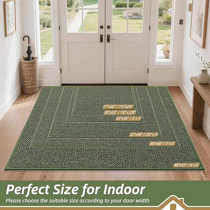 BEQHAUSE Dirt Trapper Door Mat 20" x 32", Non-Slip Washable Doormats Entrance - Image 2