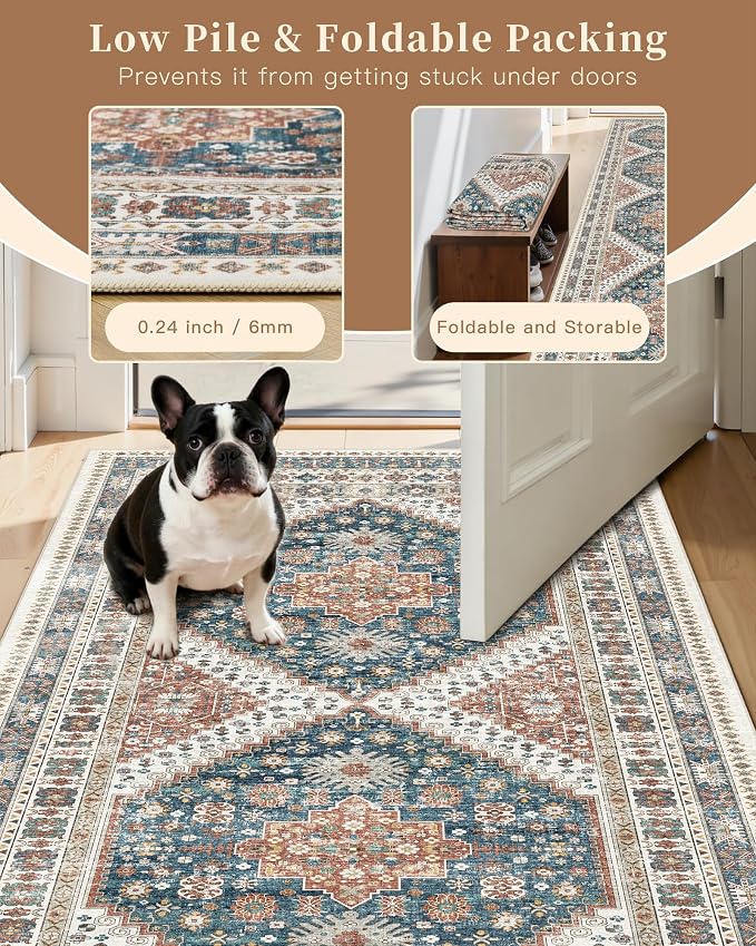 Madane Hallway Rug 3x10, Kitchen Rugs Washable Entryway Rug Vintage Kitchen - Image 7