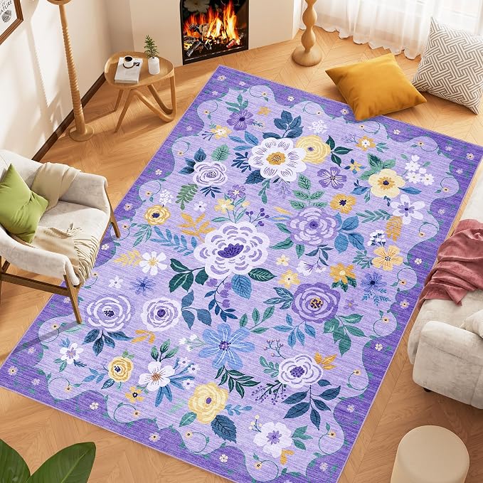 DUKINO 5x7 Area Rug, Floral Rugs - Image 7
