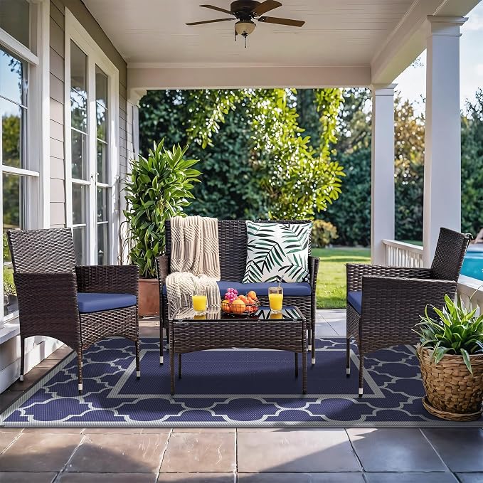 GENIMO Outdoor Rug 5' x 8' Patio Waterproof, Foldable Reversible Plastic Straw - Image 7