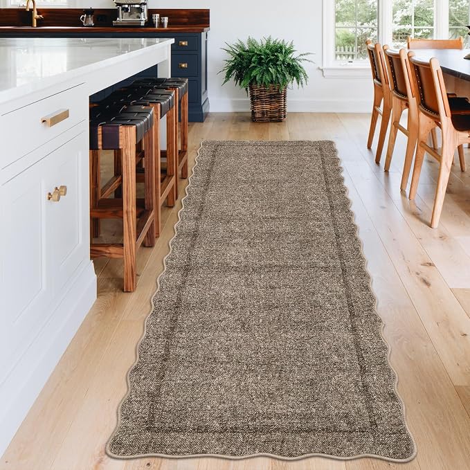 GarveeHome Scalloped Washable Runner Rug 2x8 Runner Modern Non Slip Kitchen - Image 2