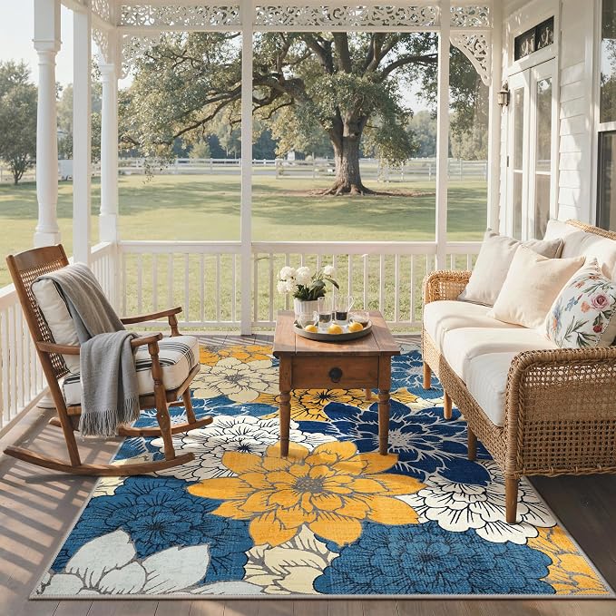 GENIMO Indoor Outdoor Area Rug 9'x12', Machine Washable Rugs - Image 7