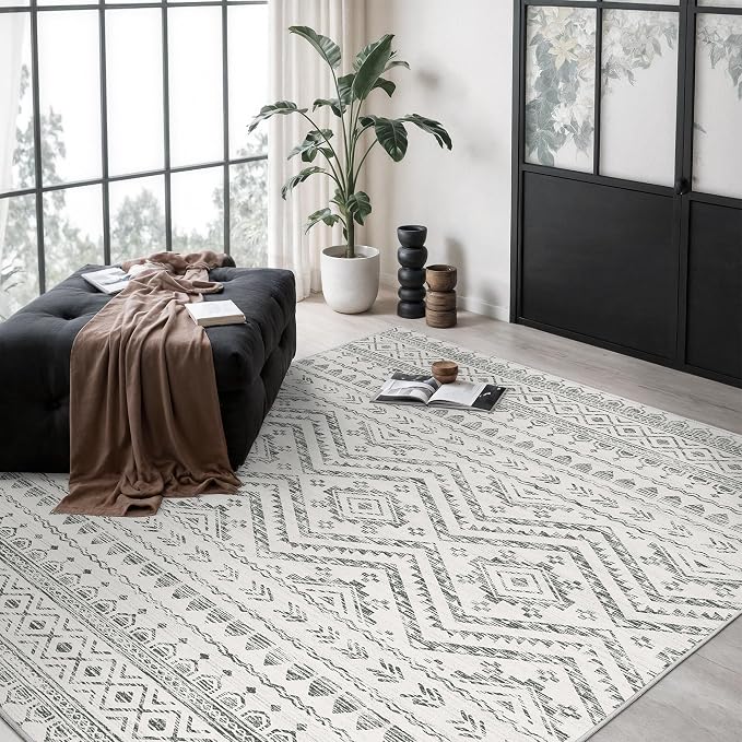 Miukiki 5x7 Area Rug for Living Room Moroccan Washable Rugs Non Slip Indoor - Image 8