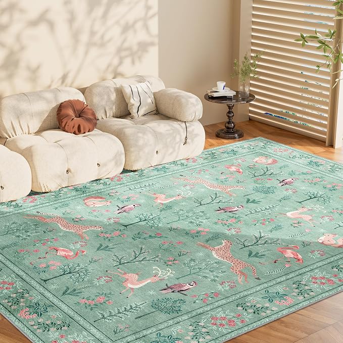 DUKINO 6x9 Rug, Washable Animal Living Room Rug - Image 9
