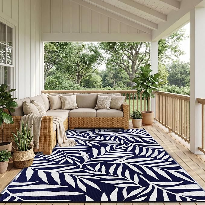 Smiry Outdoor Rug 9x12 ft, Waterproof Reversible Plastic Straw Rugs, Outdoor - Image 6