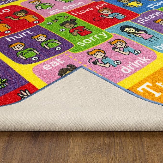 KC Cubs 8x10 ABC Alphabet ASL Sign Language Rug – Educational Non-Slip Carpet - Image 6
