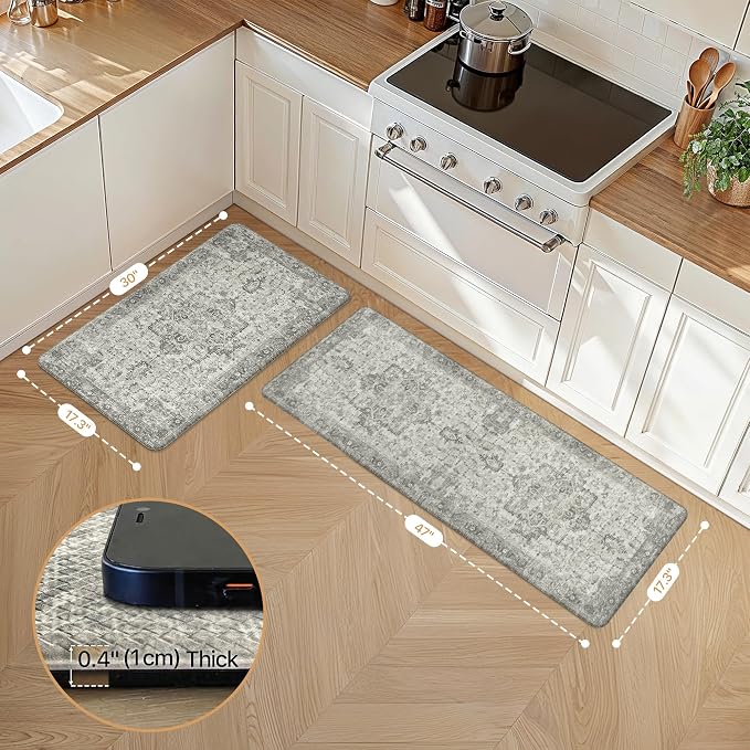 GENIMO Kitchen Mats for Floor 2PCs, Washable Anti Fatigue Mat for Cushioned - Image 2