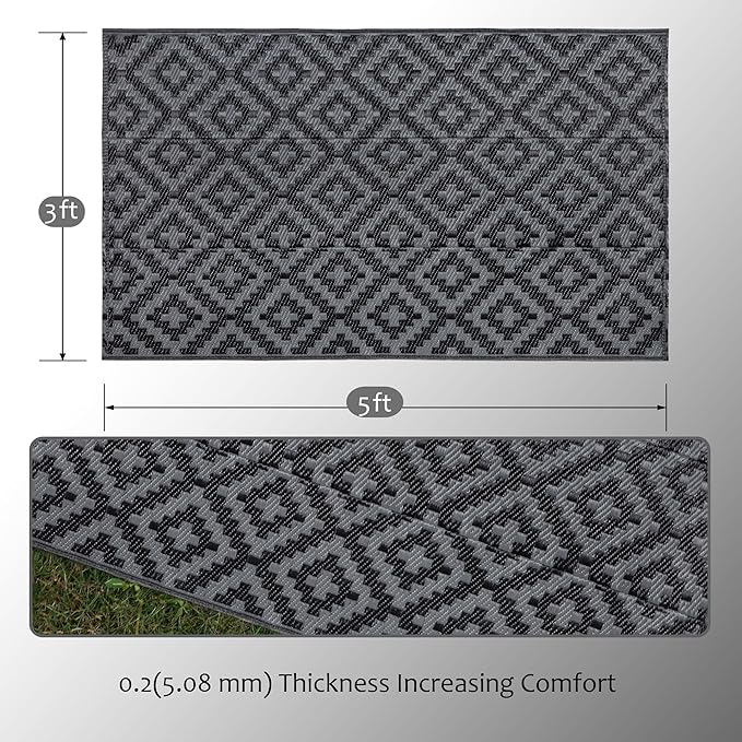 SAND MINE Waterproof Outdoor Rug, Plastic Reversible Rug, Modern Area Rug - Image 2