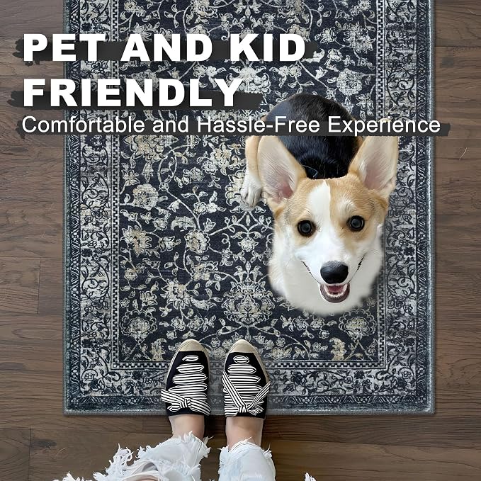 KILOCOCO Hallway Runner 2x8 Rug Runner Printed Vintage Floral Washable Kitchen - Image 5