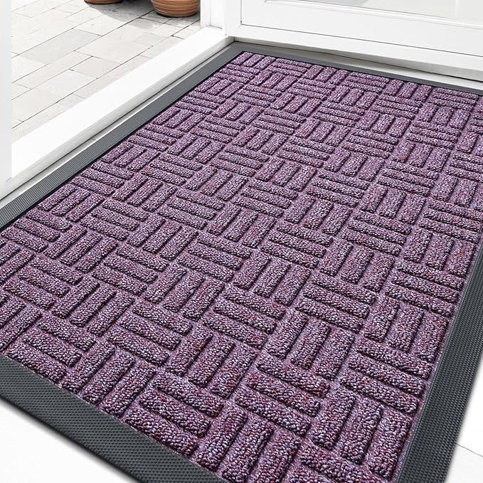 OLANLY Front Door Mat Outside Entrance 33x21, Heavy Duty Sturdy Natural Rubber by OLANLY