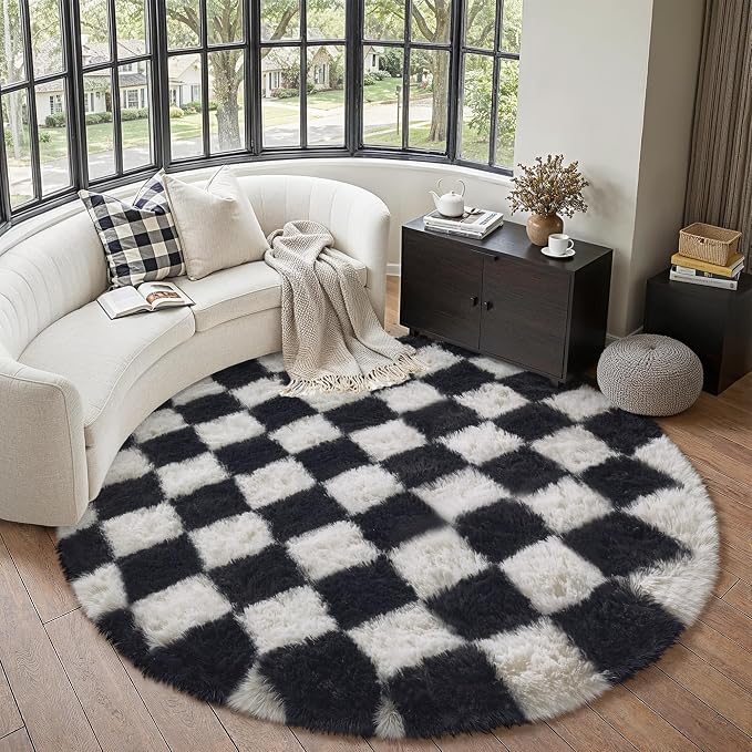 PureCozy Checkered Round Rugs 5ft - Image 3