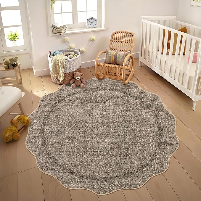 GarveeHome Scalloped Round Area Rugs, Washable Small Round Rug 3ft Non-Slip - Image 7