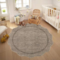 GarveeHome Scalloped Washable Round Rugs, Non-Slip Soft Round Rug 4ft Ultra-Thin by GarveeHome