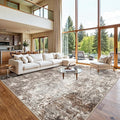 12x12 Square Living Room Rug – Modern Abstract Neutral Extra Large Washable by BYYVOORugsforYourHome