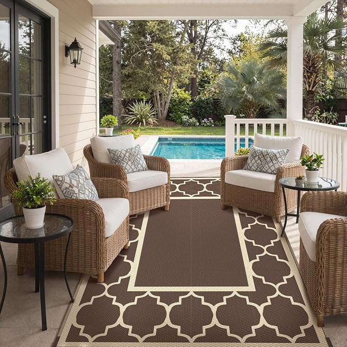 GENIMO Outdoor Rug 8' x 10' Patio Waterproof, Foldable Reversible Plastic Straw - Image 6