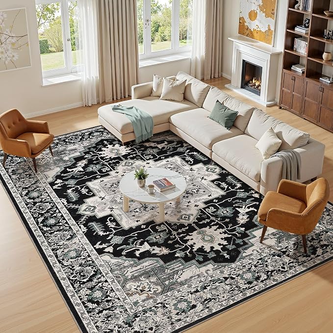5x7 Area Rugs Living Room: Washable Vintage Rug Large Non-Slip Stain Resistant - Image 7