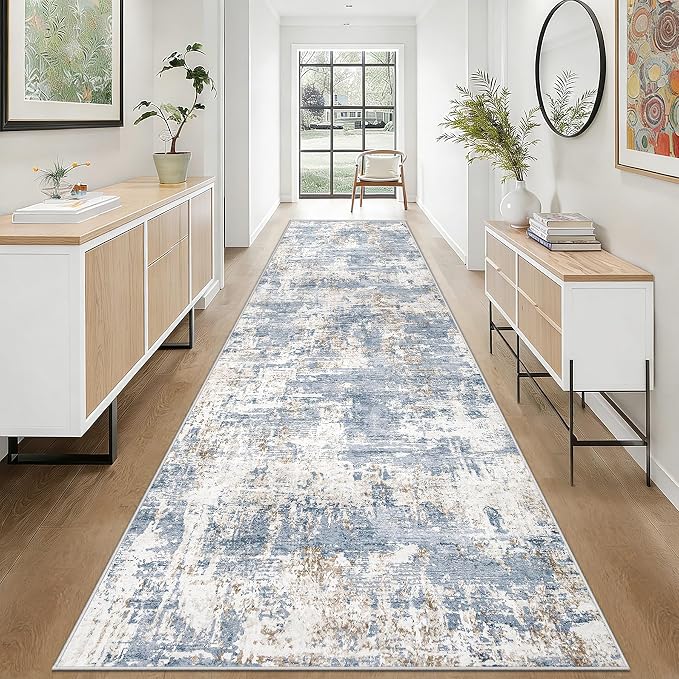 XLUEZ 2.6x10 Runner Rug for Hallway, Washable Modern Abstract Runner Rugs by XLUEZ