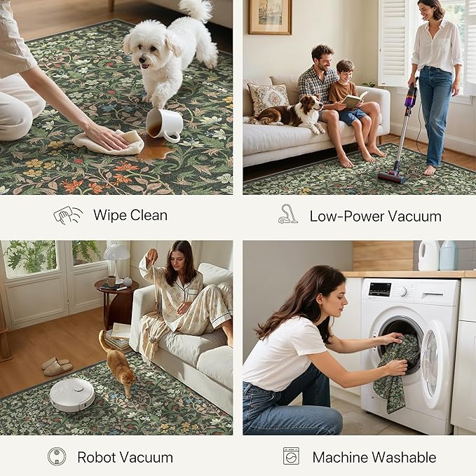 GENIMO Floral Washable Runner Rug 2’6” x 8’, Non-Slip Long Hallway Carpet - Image 6
