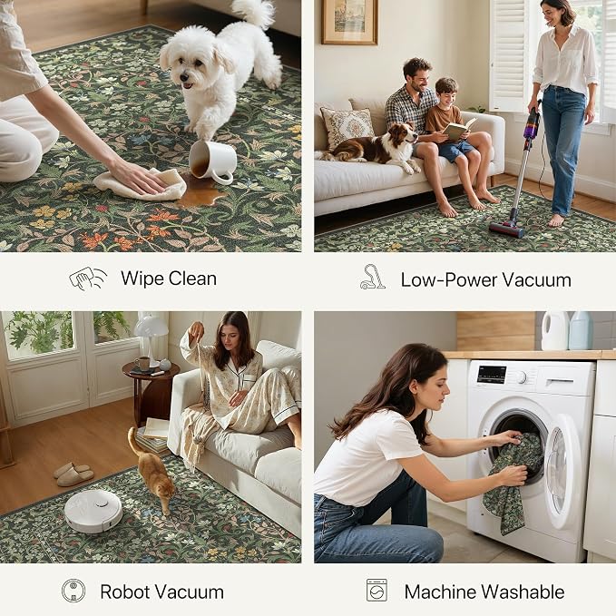 GENIMO Floral Washable Runner Rug 2’6” x 6’, Non-Slip Long Hallway Carpet - Image 6