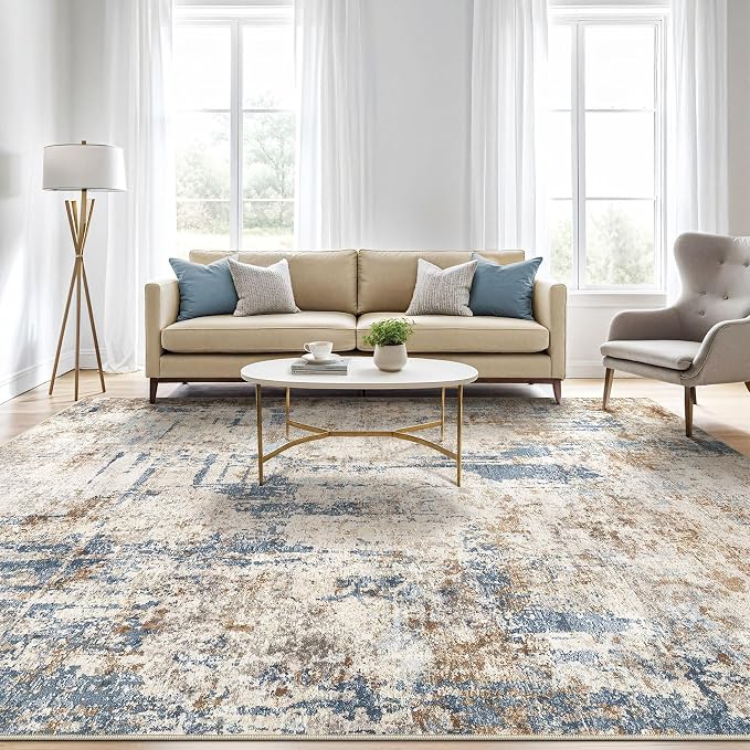 7x10 Area Rug Living Room: Washable Large Abstract Modern Soft Rugs Stain - Image 5