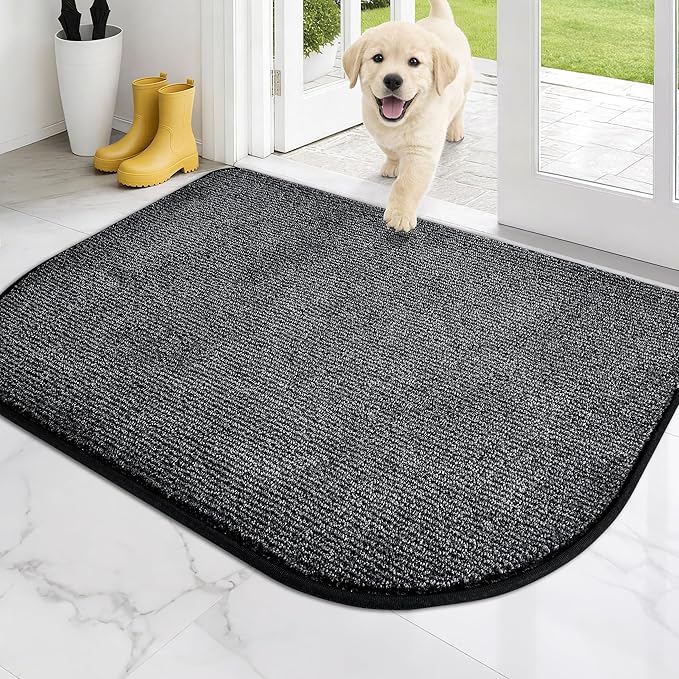 PURRUGS Dirt Trapping Door Mat Half Round 32" x 47", Non-Slip Machine Washable by PURRUGS