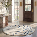 SAFAVIEH Florida Shag Collection 8' Round Cream/Blue SG471 Abstract Wave by Unknown
