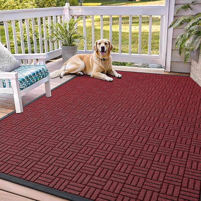 OLANLY Front Door Mat Outside Entrance 71x47, Heavy Duty Sturdy Natural Rubber by OLANLY