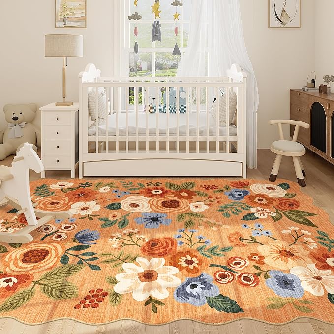 DUKINO 5x7 Area Rug, Floral Washable Rugs - Image 5