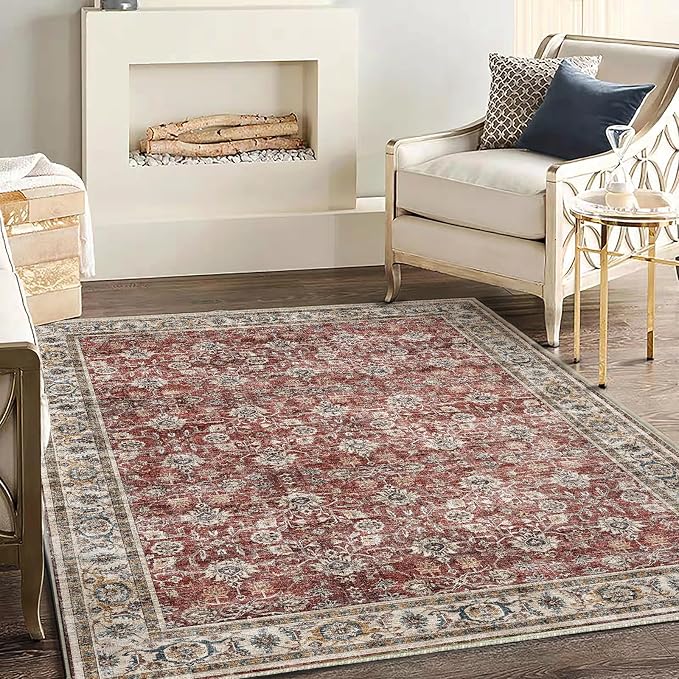 CHAMPLANT Washable Area Rug 4'x6' Traditional Floor Cover Foldable Thin Rugs by CHAMPLANT