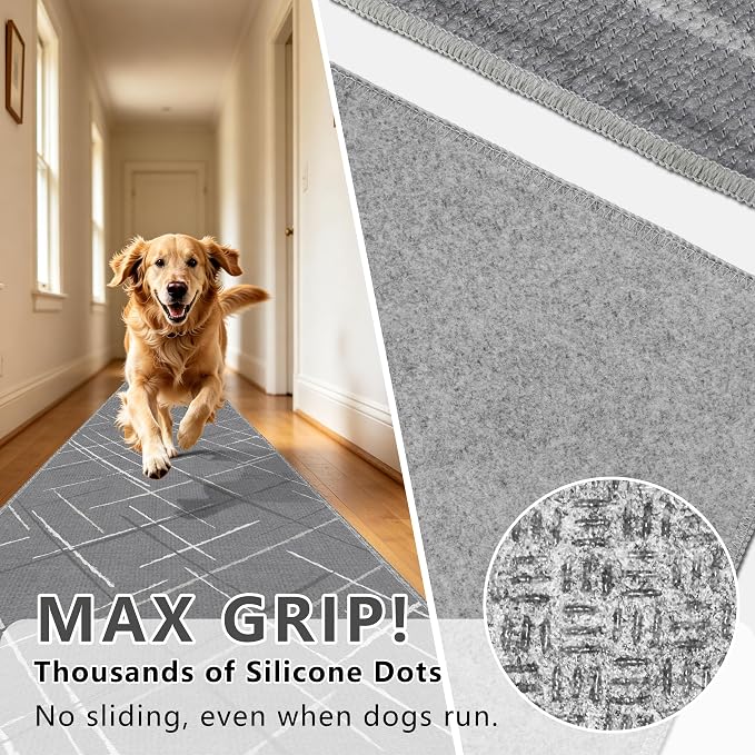 Kitchen Rugs Ultra Non-Slip 2.6x12 Washable Runner Rug Modern Tear and Stain - Image 4