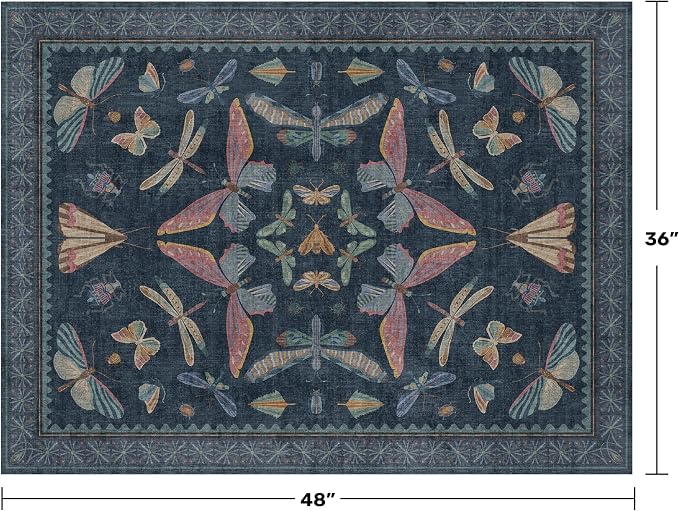 Washable 3x4 Entryway Rug, Non Slip Vintage Area Rug - Image 2