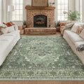 RELEANY Area Rugs Square 8ft Washable Non-Slip, Floral Vintage Distress by RELEANY