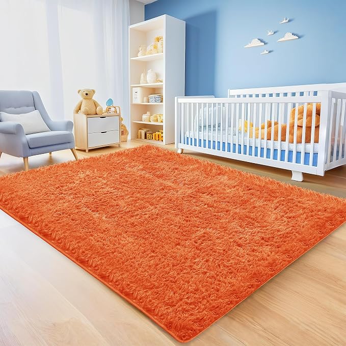 8x10 Orange Area Rugs for Living Room, Large Fluffy Shag Rug for Bedroom Nursery - Image 4