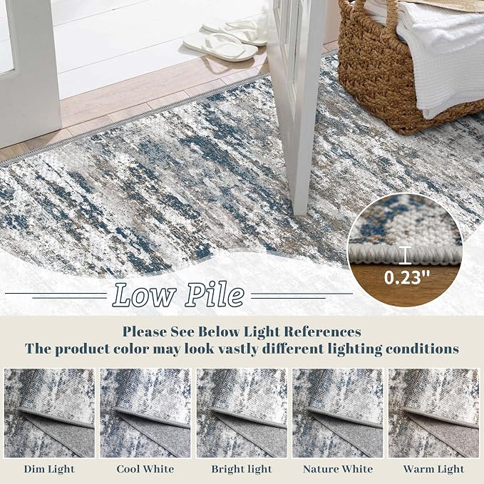 3x5 Area Rug Washable Entryway Rug Non Slip Abstract Tear and Stain Resistance - Image 5