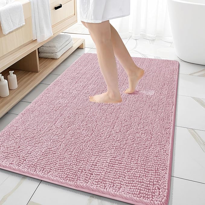 OLANLY Large Bathroom Rugs 59x35, Extra Soft Absorbent Chenille Bath Rugs by OLANLY