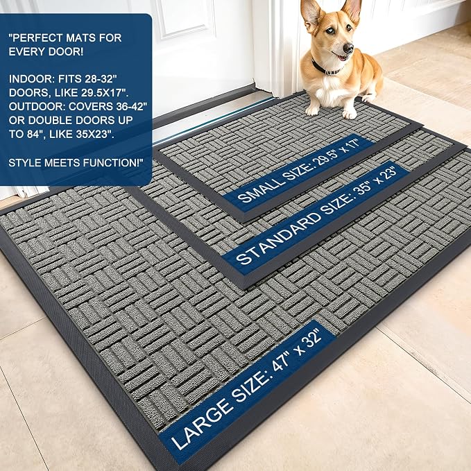 OLANLY Front Door Mat Outside Entrance 59x34, Heavy Duty Sturdy Natural Rubber - Image 2