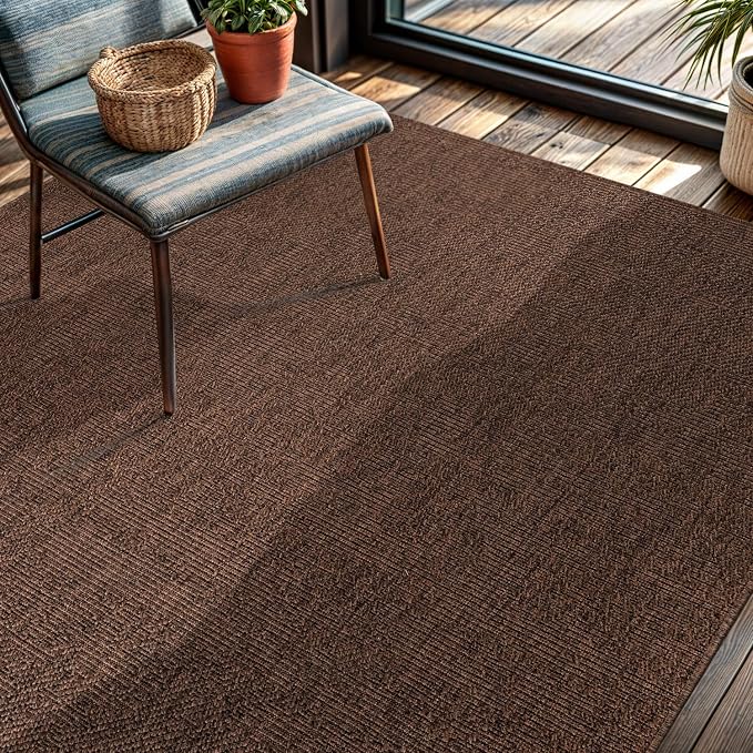CAMILSON Easy Jute Rug 4x6, Indoor Outdoor Brown Color Fiber Area Rugs - Image 3
