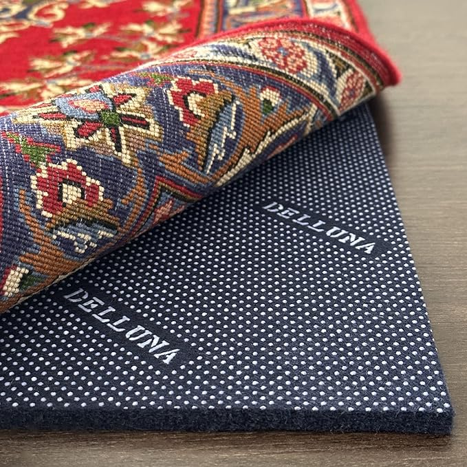 DELLUNA Non-Slip Area Rug Pad, 3/8" Thick Double Side Rubber + Felt, by DELLUNA
