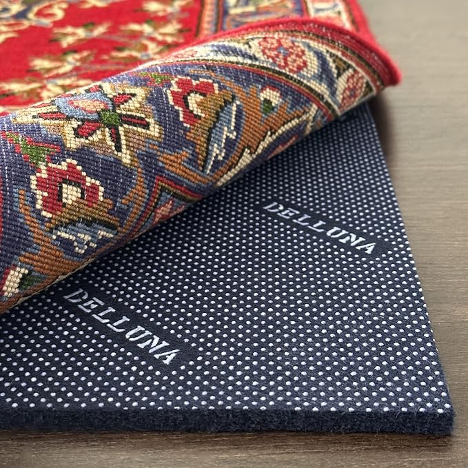 DELLUNA Non-Slip Area Rug Pad 6'x9', 3/8" Thick Double Side Rubber + Felt by DELLUNA