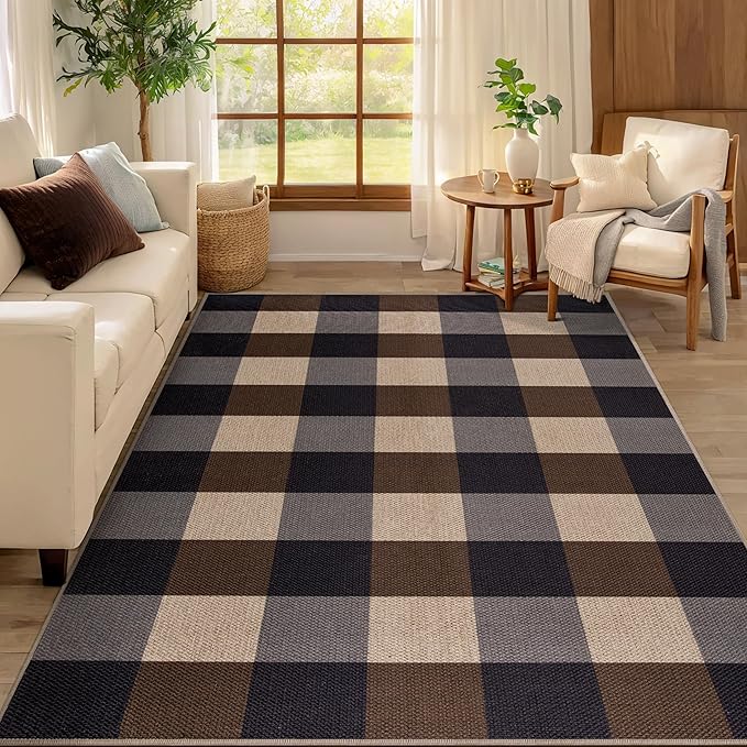 Tangsoo Checkered Easy Jute Rug, 3x5 Washable Area Rug by Tangsoo