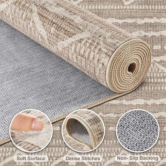 Nakagishi 10x14 Area Rugs Living Room: Washable Boho Large Neutral Modern Soft - Image 3