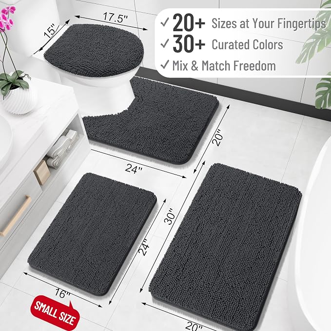 OLANLY Toilet Rugs U-Shaped 20x20, Extra Soft Absorbent Chenille Contour - Image 2