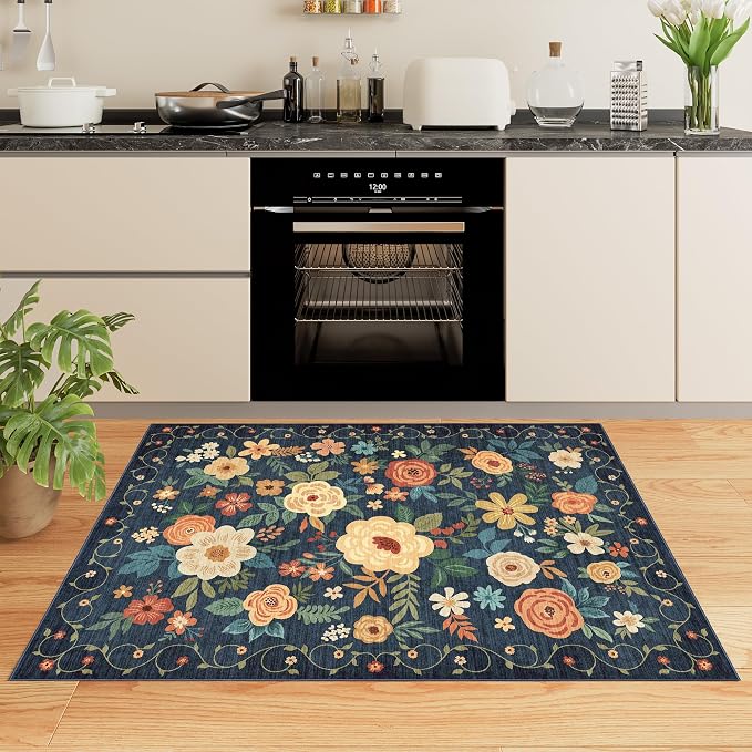 DUKINO 2x3 Rugs for Entryway, Floral Indoor Washable Door Mat, Non Slip Boho - Image 5