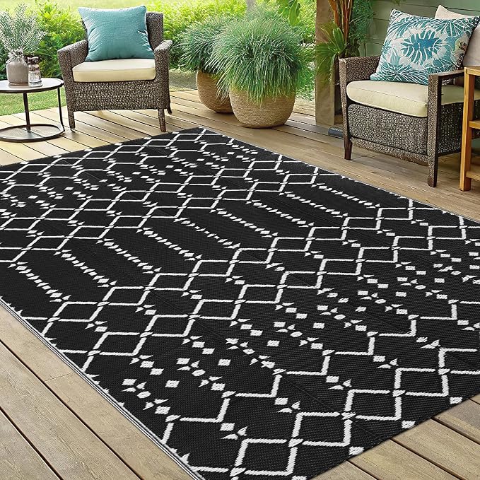 Smiry Outdoor Rug 5x8 ft, Waterproof Reversible Plastic Straw Rugs, Boho - Image 6