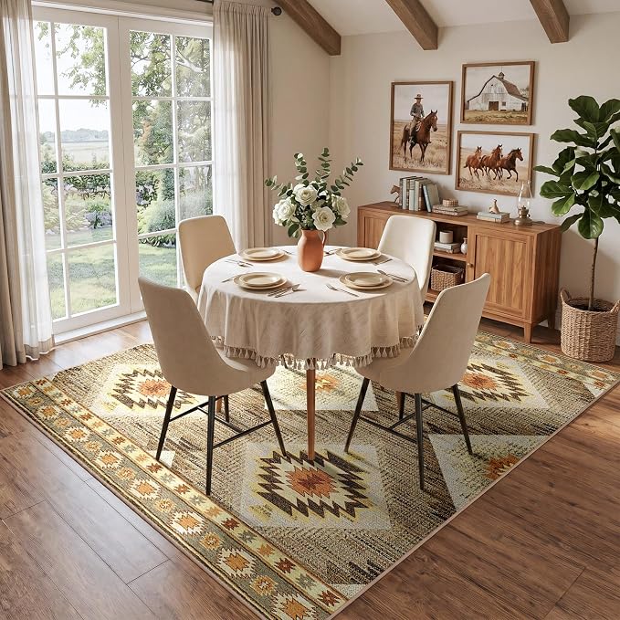 BESTSWEETIE Area Rug 6x6 Rug Machine Washable Non-Slip Low Pile Print Pattern - Image 5
